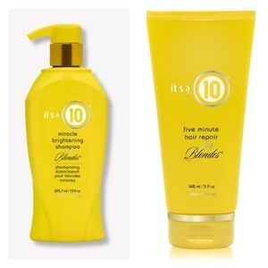 IT'S A 10
Miracle Brightening Blondes Shampoo & MIRACLE FIVE MINUTE HAIR REPAIR